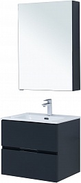Aquanet Мебель для ванной Алвита New 60 2 ящика подвесная антрацит матовая – фотография-3
